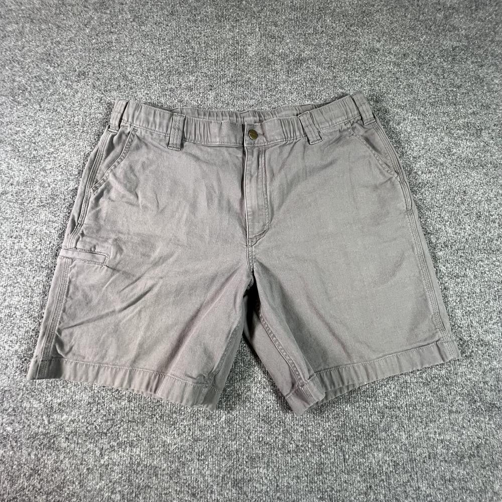 Carhartt Rugged Flex 105841 STL Work Short Men's 38 Gray Canvas Relaxed Stretch